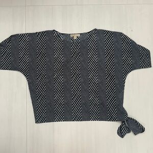 MICHAEL Michael Kors Navy and White Chevron Crop Top